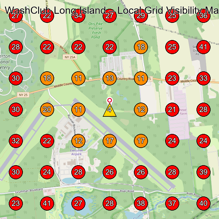 WashClub Long Island GeoGrid visibility map for Dry Cleaner in Rocky Point